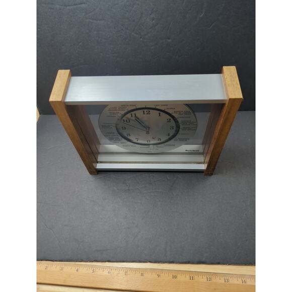 VTG MCM Verichron GMT World Time Quartz Mantel Clock Works Red Airplane 2nd Hand - Picture 12 of 12